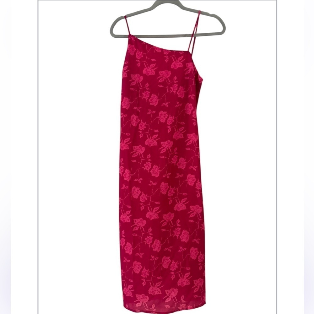 Shades of Rose Floral Asymmetrical Midi Dress NWT